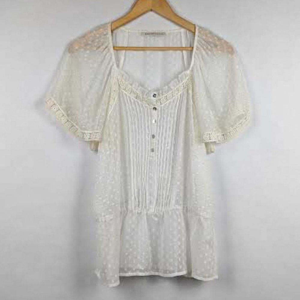 🎇 Daniel Rainn Sheer White Boho Blouse